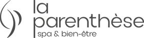 Logo of "la parenthèse" with a wave-shaped symbol and the mention "spa & well-being"