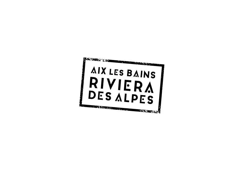 Rectangular logo with the text "AIX LES BAINS RIVIERA DES ALPES" in bold and thick characters