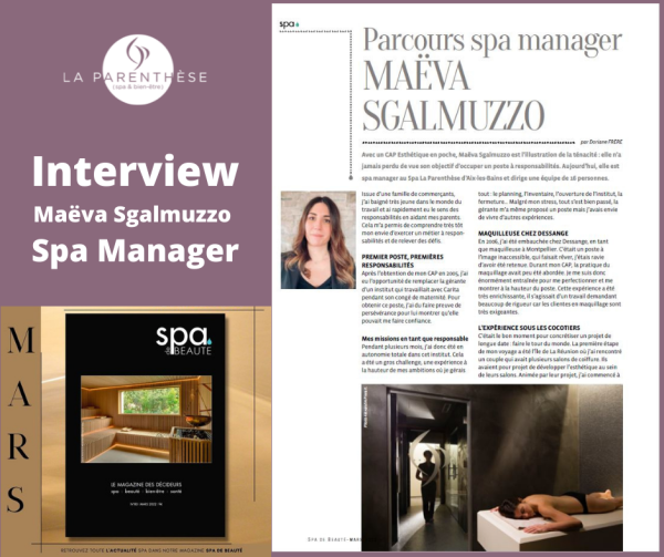 Interview Spa Manager La Parenthese Maëva Sgalmuzzo - Spa de Beauté